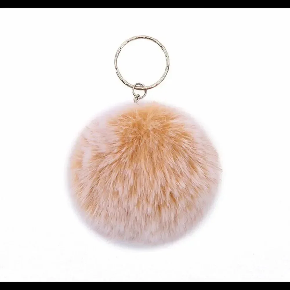 Fuzzy TAN Pom-Pom Keychain-Large